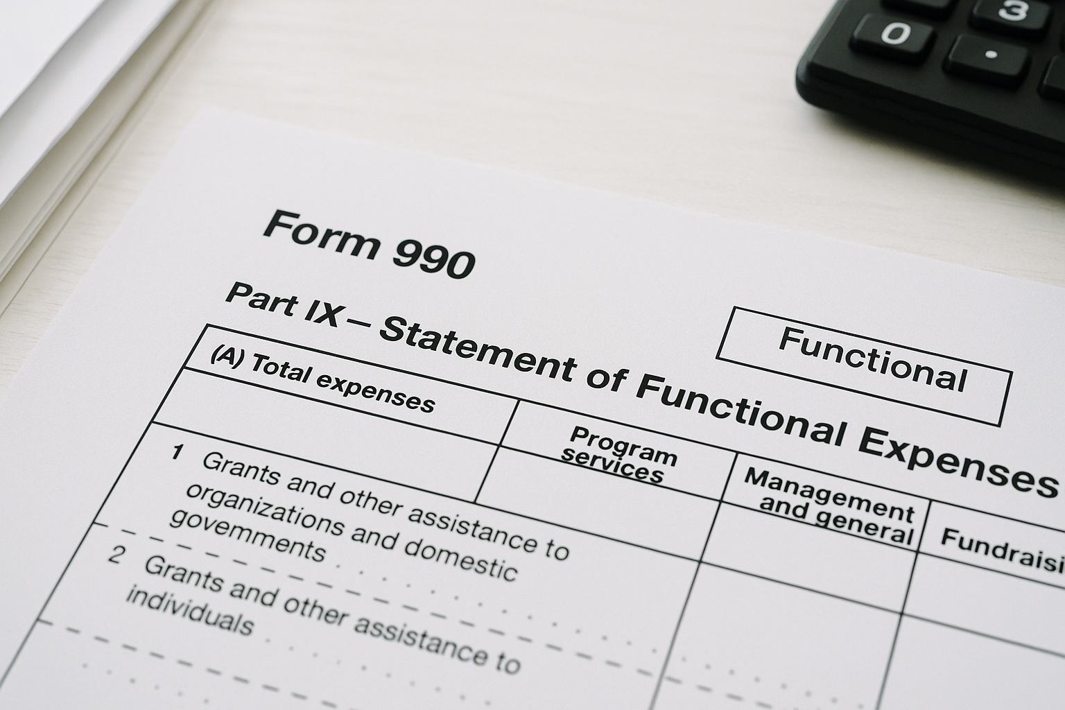 Functional Expense Reporting for Form 990 Part IX